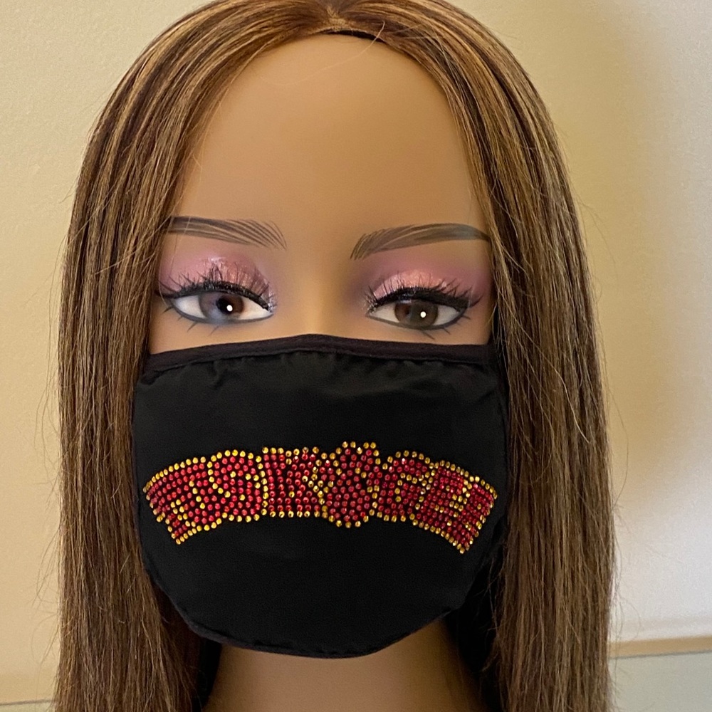 Tuskegee University Face Mask Rhinestone Bling - Picture 1 of 6